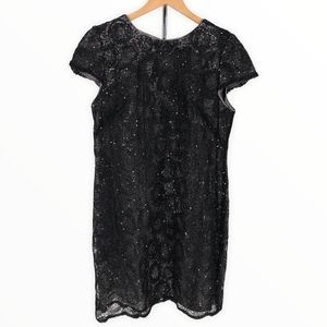 Suzi Chin for Maggy Boutique Black Sequin Swirl Cap Sleeve Cocktail Dress size 8